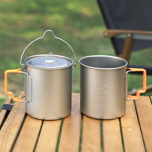 Titanium Wide Mouth Mug with Foldable Handle Outdoor Camping