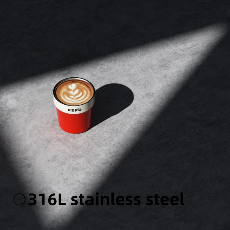 KEPO 240ml Insulated Coffee Cup | Spherical 316L Steel Liner | Leak-Proof Travel Mug with Woven Lanyard