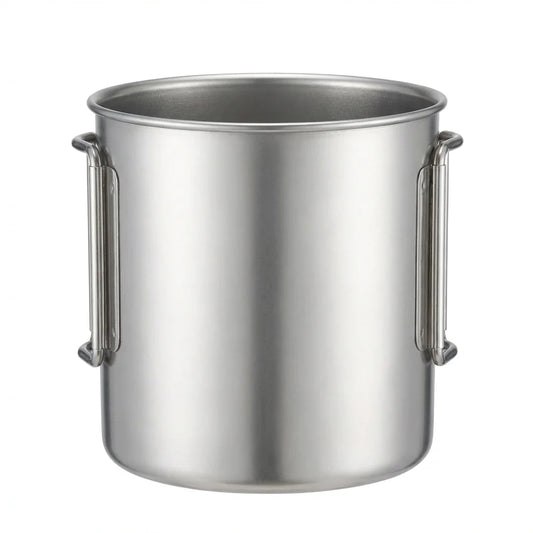 Titanium double wall insulated camping mug white background