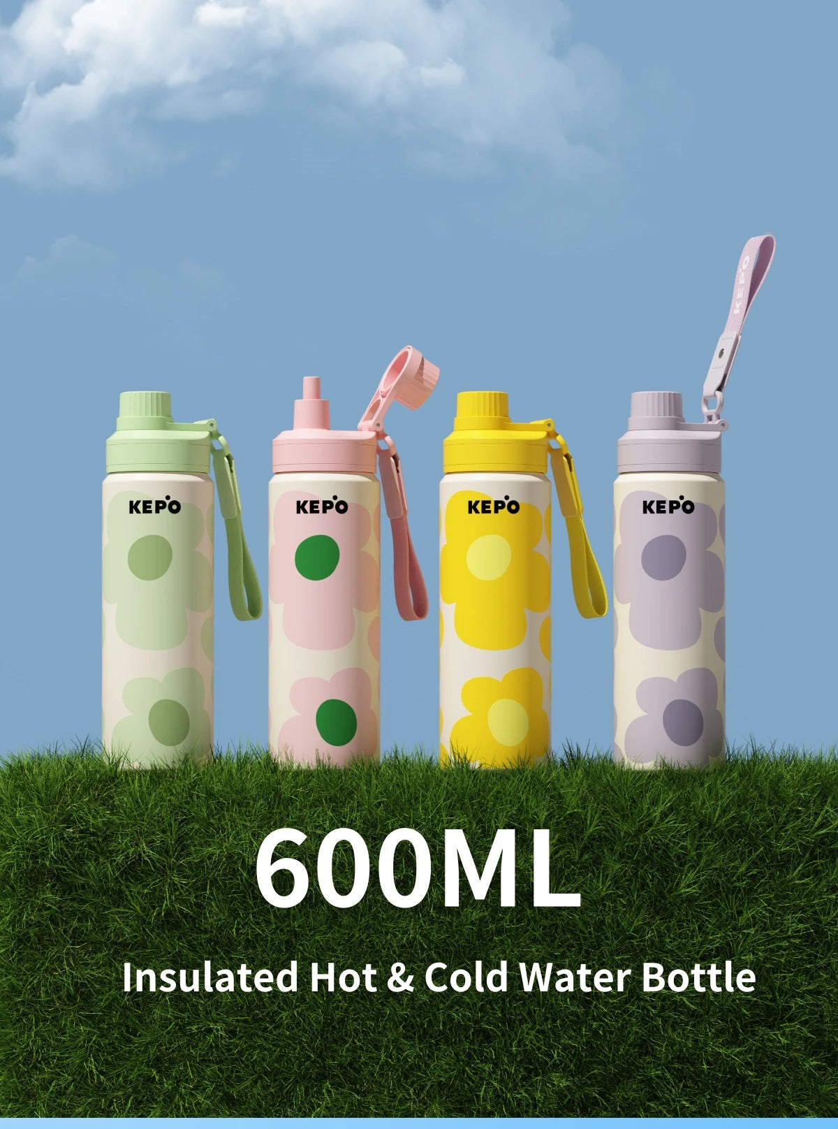 KEPO 600ml Insulated Hot Cold Water Bottle