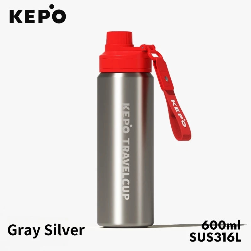 KEPO Water Bottle - Gray Silver 600ml SUS316L