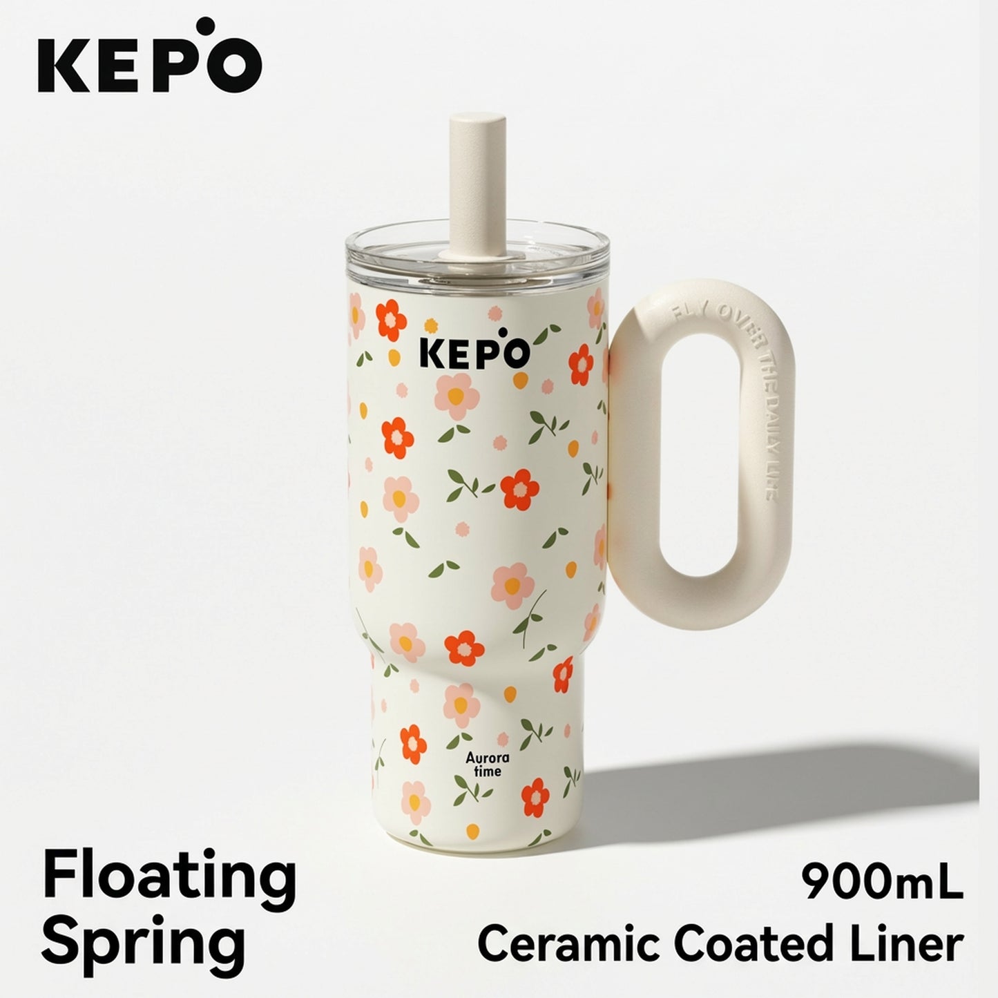 KEPO 900ml Insulated Tumbler with Handle & Straw