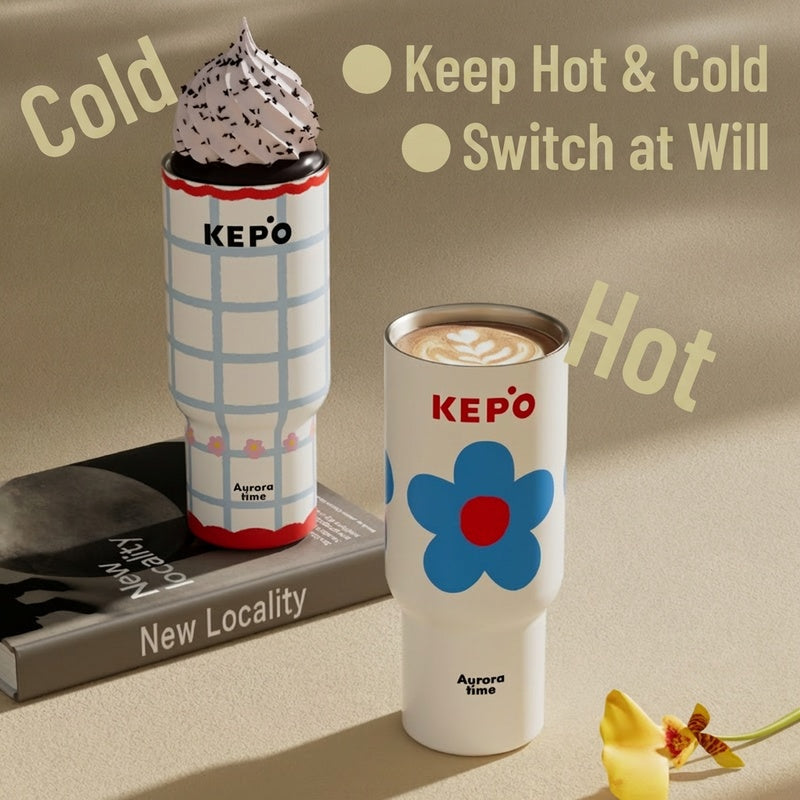KEPO 700ml Pet-Themed Straw Cup | Inspiration Flower Series | 316L Stainless Steel