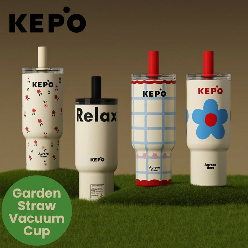 KEPO 700ml Pet-Themed Straw Cup | Inspiration Flower Series | 316L Stainless Steel