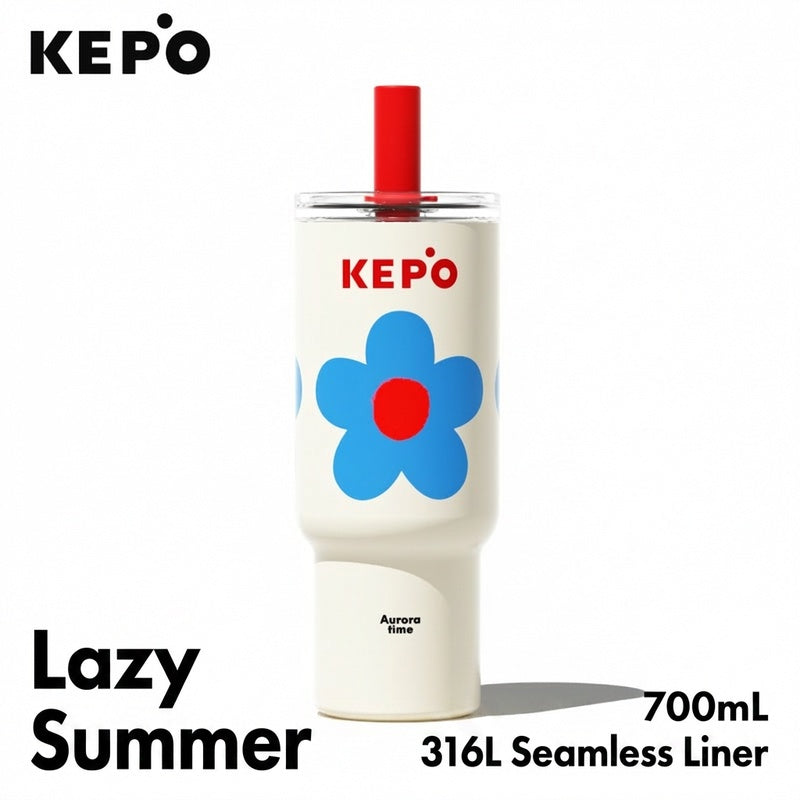 KEPO 700ml Insulated Straw Tumbler | Garden Inspiration Series | 316L Seamless Liner | 6-Hour Hot Cold