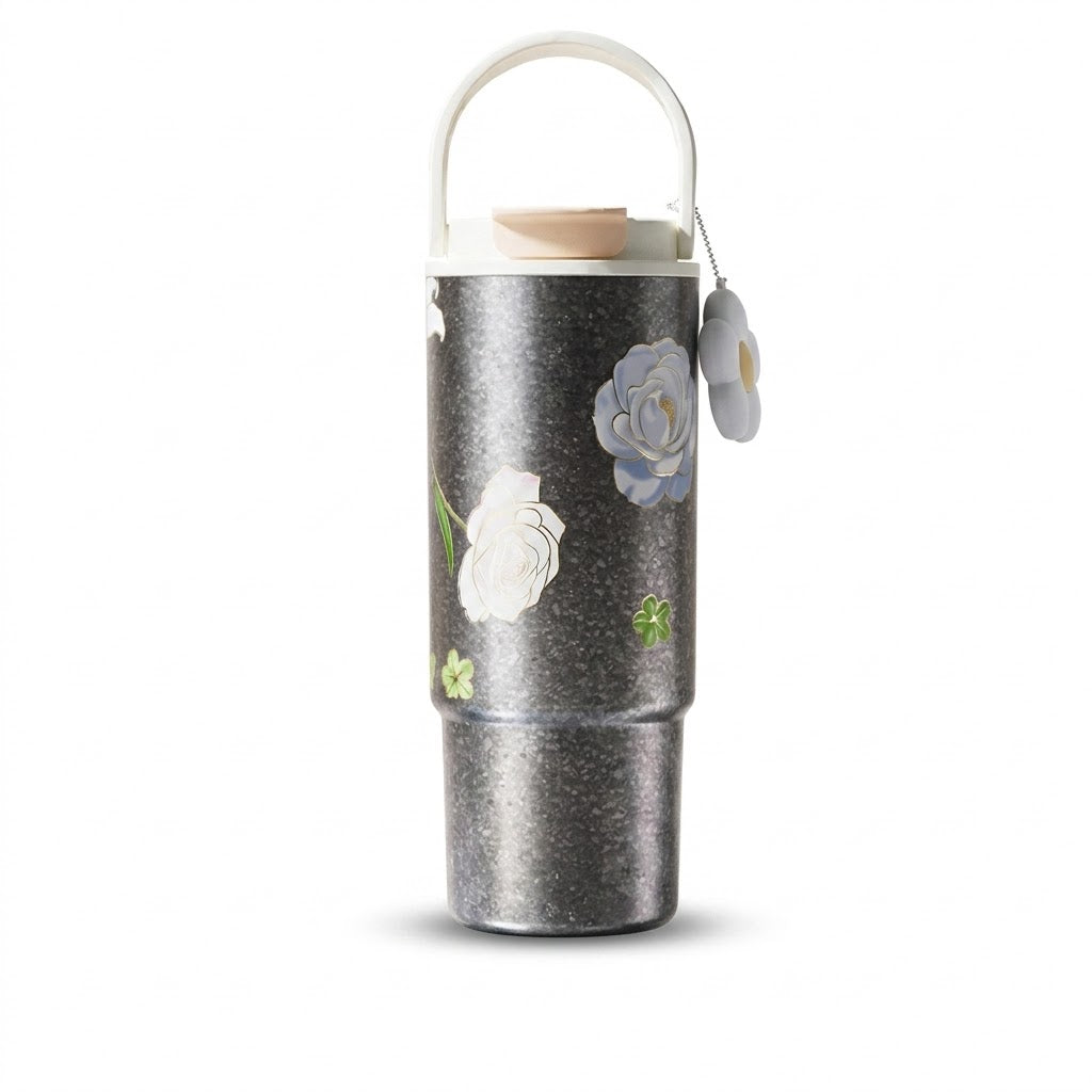 Vallerse TC034 White Camellia 880ml pure titanium tumbler