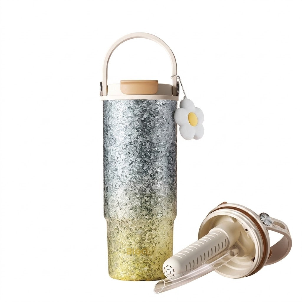 Vallerse TC034 Titanium Blue-Gold 880ml pure titanium tumbler