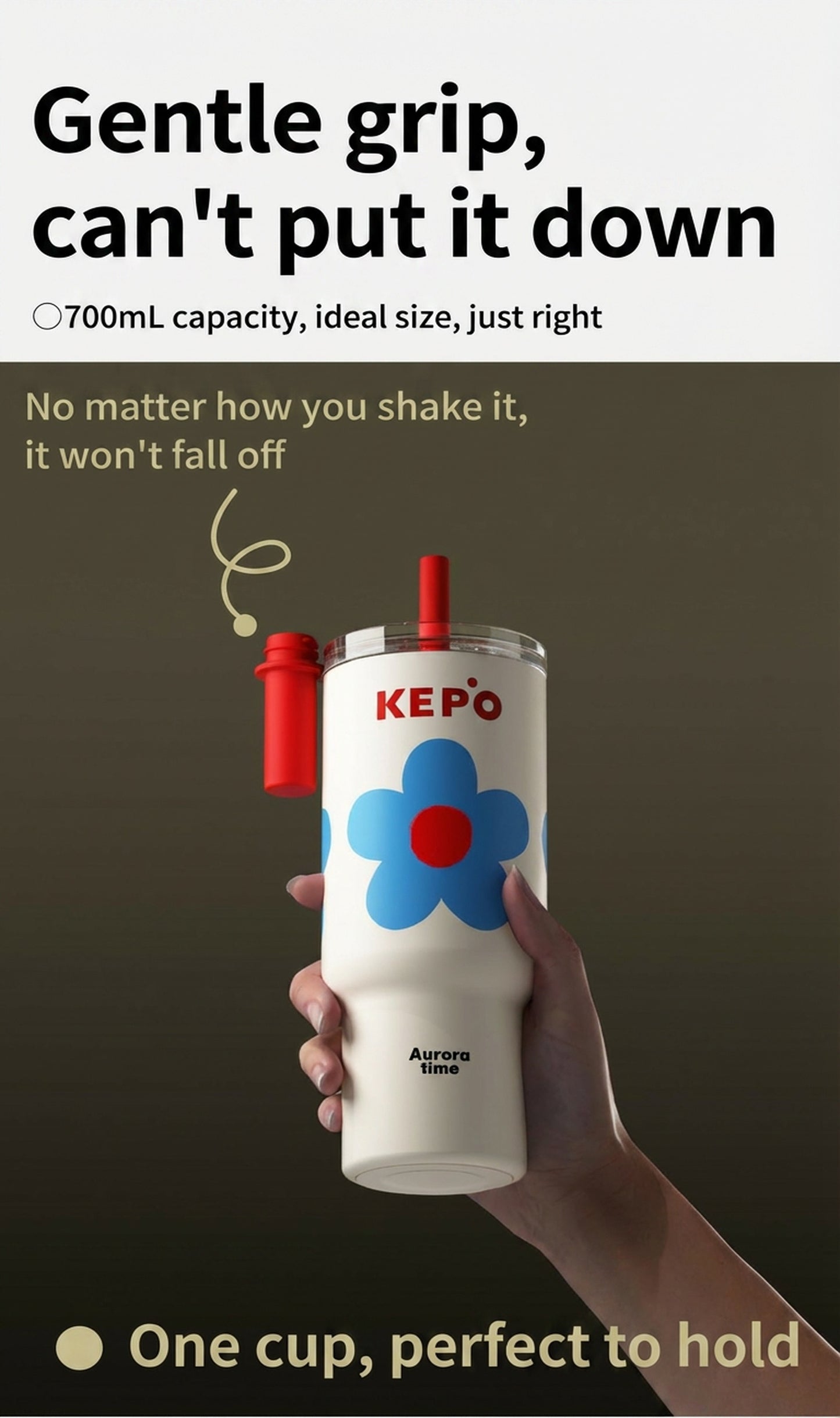 KEPO 700ml Insulated Straw Tumbler | Garden Inspiration Series | 316L Seamless Liner | 6-Hour Hot Cold